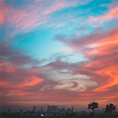 Los Angeles skyline at sunset